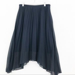 Navy Semi-Sheer Midi Skirt